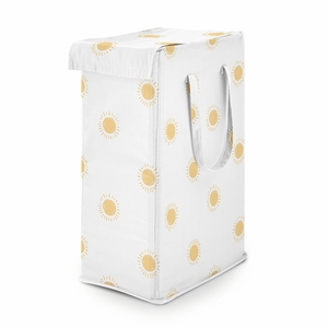 Boho Sun White and Mustard Collection Laundry Hamper with Handles