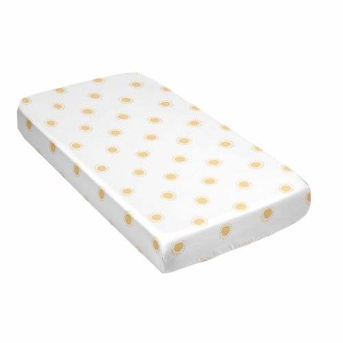 Boho Sun White and Mustard Collection Satin Fitted Crib Sheet - alt image 2