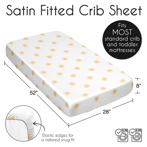 Boho Sun White and Mustard Collection Satin Fitted Crib Sheet - alt image 5