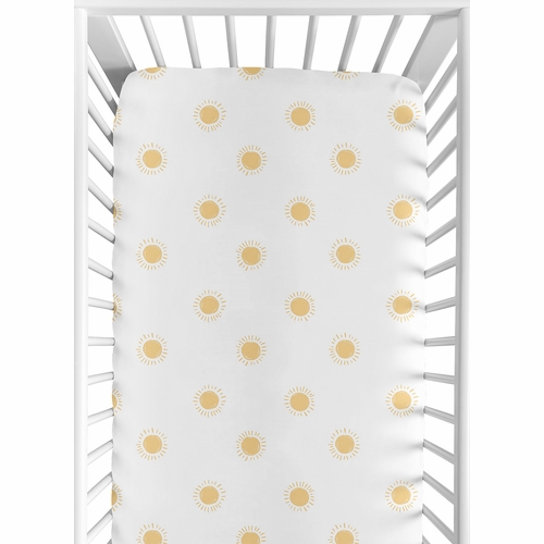 Boho Sun White and Mustard Crib Sheet