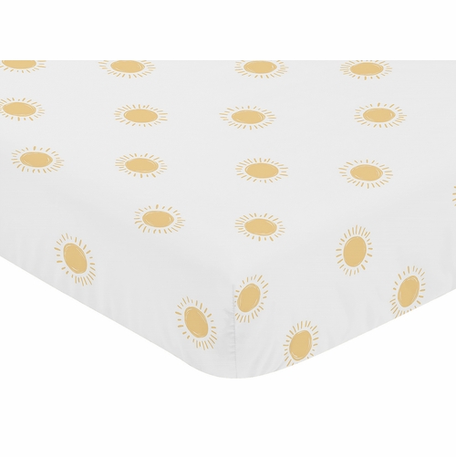 Boho Sun White and Mustard Crib Sheet - alt image 2
