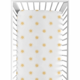 Boho Sun White and Mustard Crib Sheet