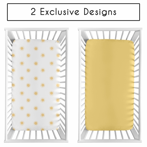 Boho Sun White and Mustard Yellow Collection 2 Pack Crib Sheets - alt image 1