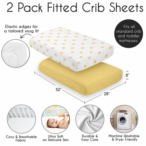 Boho Sun White and Mustard Yellow Collection 2 Pack Crib Sheets - alt image 3
