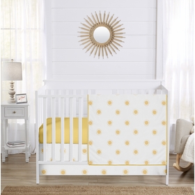 Boho Sun White and Mustard Yellow Collection 3 Piece Crib Bedding