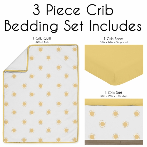 Boho Sun White and Mustard Yellow Collection 3 Piece Crib Bedding - alt image 1