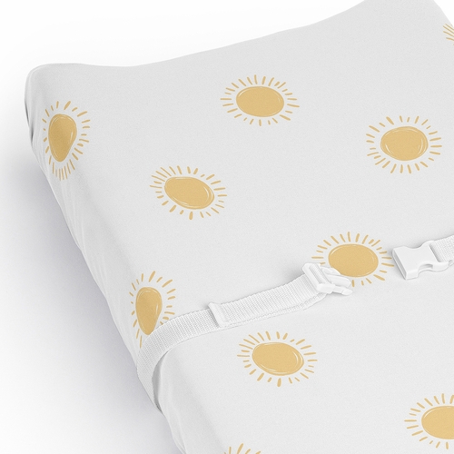 Boho Sun White and Mustard Yellow Collection Changing Pad Cover Sheet - alt image 3