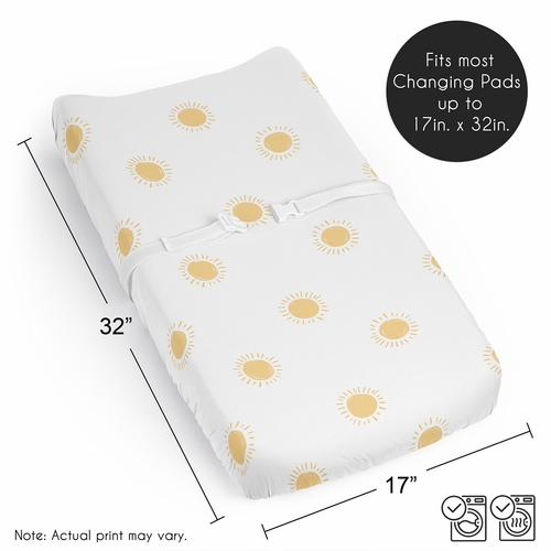 Boho Sun White and Mustard Yellow Collection Changing Pad Cover Sheet - alt image 4