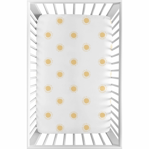 Boho Sun White and Mustard Yellow Collection Mini Crib Sheet