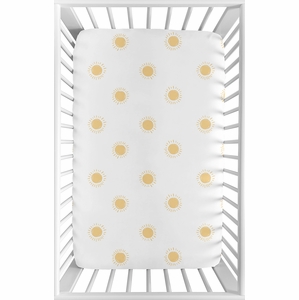 Boho Sun White and Mustard Yellow Collection Mini Crib Sheet