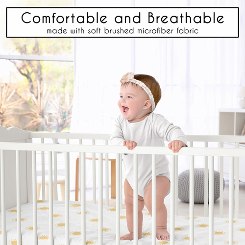 Boho Sun White and Mustard Yellow Collection Mini Crib Sheet - alt image 3