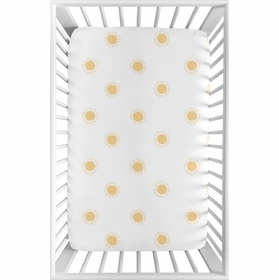 Boho Sun White and Mustard Yellow Collection Mini Crib Sheet