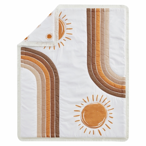 Boho Sun White and Pumpkin 3 Piece Mini Crib Bedding Set - alt image 2