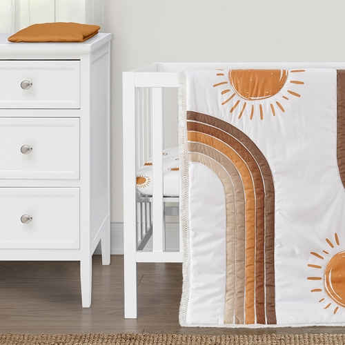 Boho Sun White and Pumpkin 3 Piece Mini Crib Bedding Set - alt image 4
