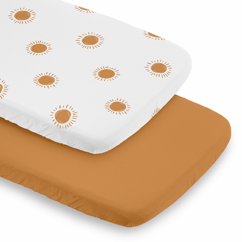 Boho Sun White and Pumpkin Collection 2 Pack Baby Bassinet Fitted Sheets