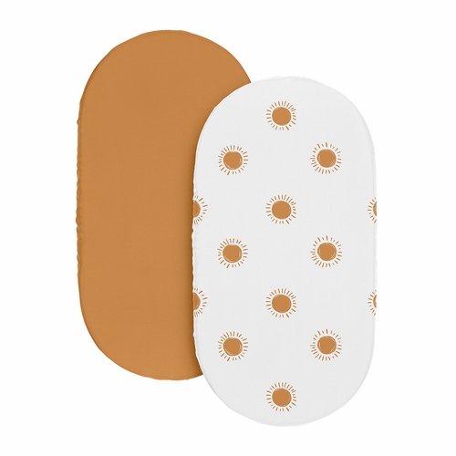 Boho Sun White and Pumpkin Collection 2 Pack Baby Bassinet Fitted Sheets - alt image 1