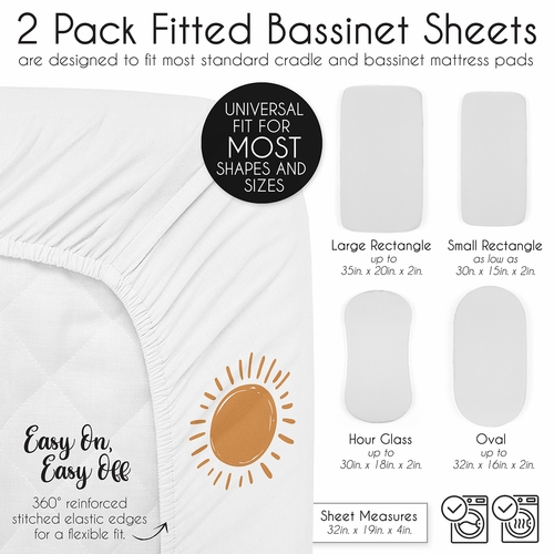 Boho Sun White and Pumpkin Collection 2 Pack Baby Bassinet Fitted Sheets - alt image 5