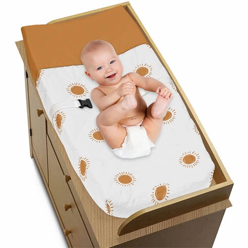 Boho Sun White and Pumpkin Collection Changing Pad Cover - alt image 2