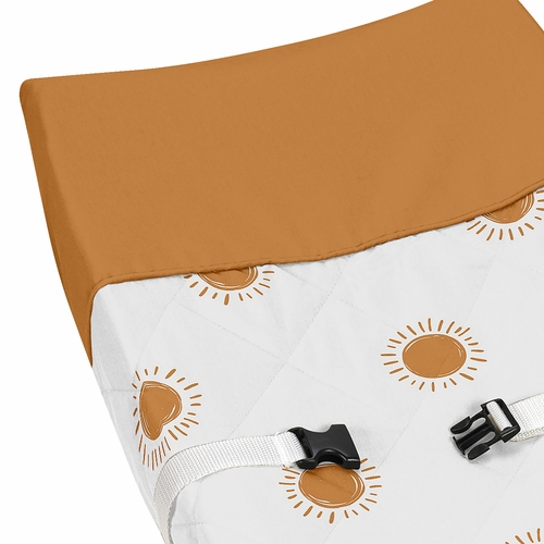 Boho Sun White and Pumpkin Collection Changing Pad Cover - alt image 3