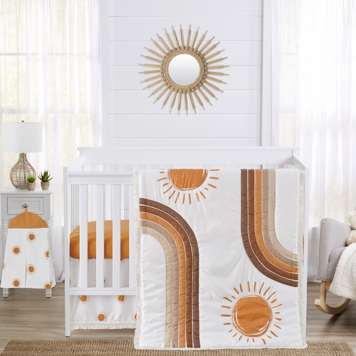Boho Sun White and Pumpkin Collection Crib Bed Skirt - alt image 1