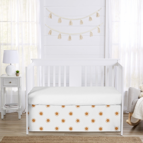 Boho Sun White and Pumpkin Collection Crib Bed Skirt - alt image 2