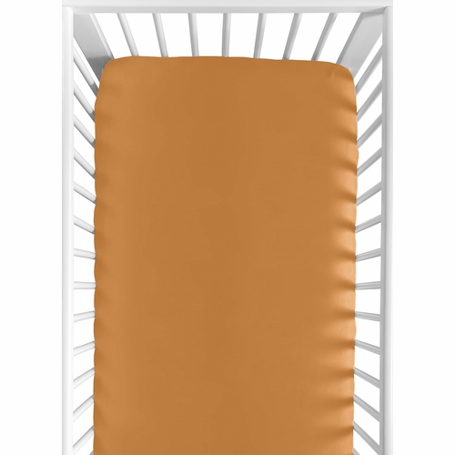 Boho Sun White and Pumpkin Collection Crib Sheet - Solid Orange