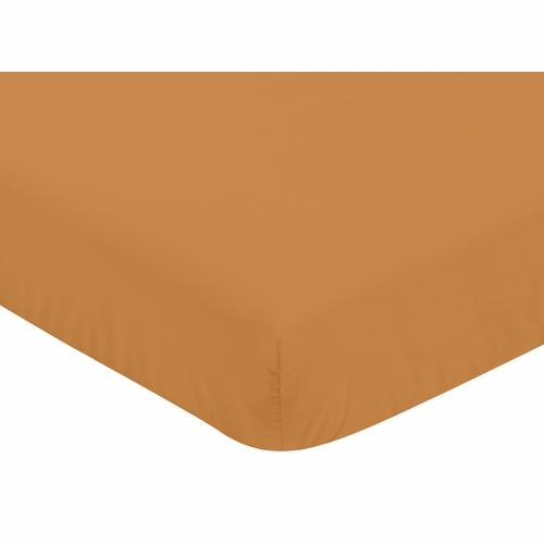 Boho Sun White and Pumpkin Collection Crib Sheet - Solid Orange - alt image 2