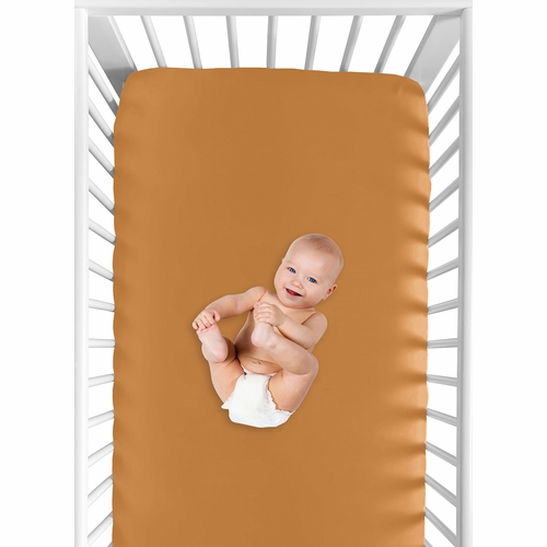 Boho Sun White and Pumpkin Collection Crib Sheet - Solid Orange - alt image 3