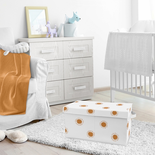 Boho Sun White and Pumpkin Collection Fabric Toy Bin Storage - alt image 1