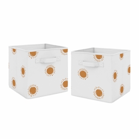 Boho Sun White and Pumpkin Collection Foldable Fabric Storage Bins