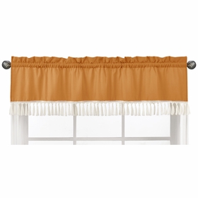 Boho Sun White and Pumpkin Collection Fringe Window Valance