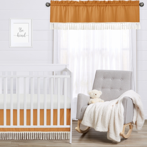 Boho Sun White and Pumpkin Collection Fringe Window Valance - alt image 2