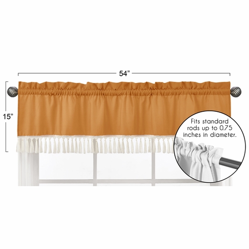 Boho Sun White and Pumpkin Collection Fringe Window Valance - alt image 4