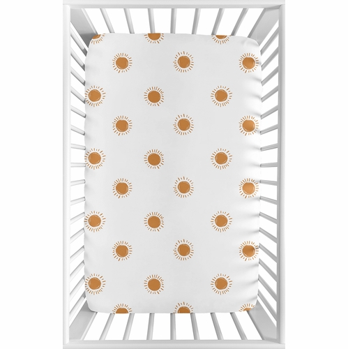 Boho Sun White and Pumpkin Collection Mini Crib Sheet