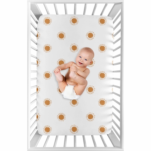 Boho Sun White and Pumpkin Collection Mini Crib Sheet - alt image 2