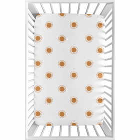 Boho Sun White and Pumpkin Collection Mini Crib Sheet