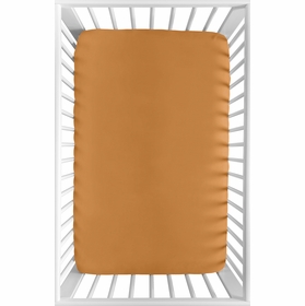 Boho Sun White and Pumpkin Collection Mini Crib Sheet - Solid Orange