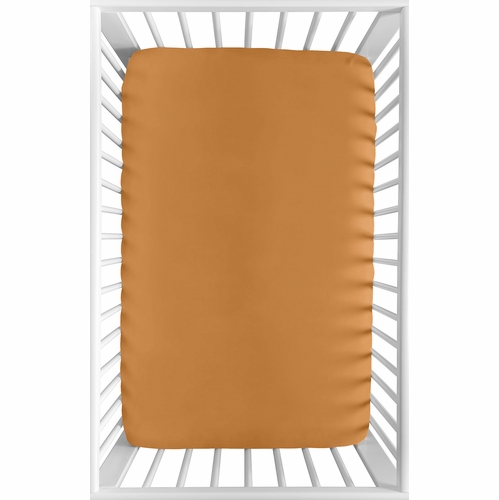 Boho Sun White and Pumpkin Collection Mini Crib Sheet - Solid Orange