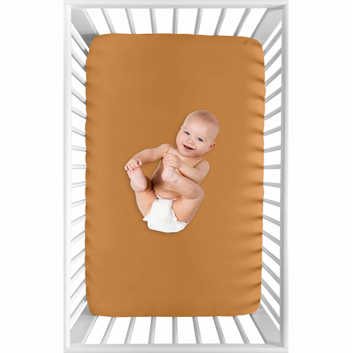 Boho Sun White and Pumpkin Collection Mini Crib Sheet - Solid Orange - alt image 2