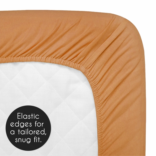 Boho Sun White and Pumpkin Collection Mini Crib Sheet - Solid Orange - alt image 3