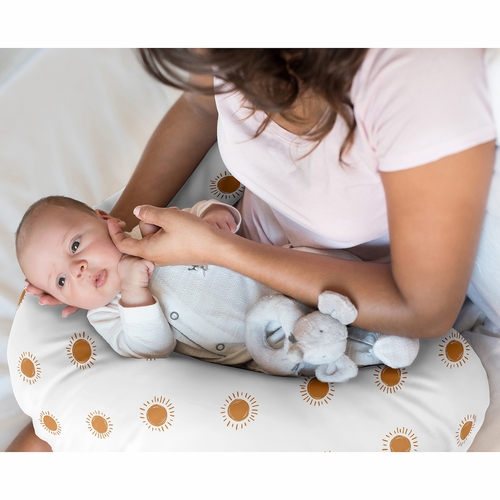 Boho Sun White and Pumpkin Collection Nursing Breastfeeding Pillow Cover - alt image 1