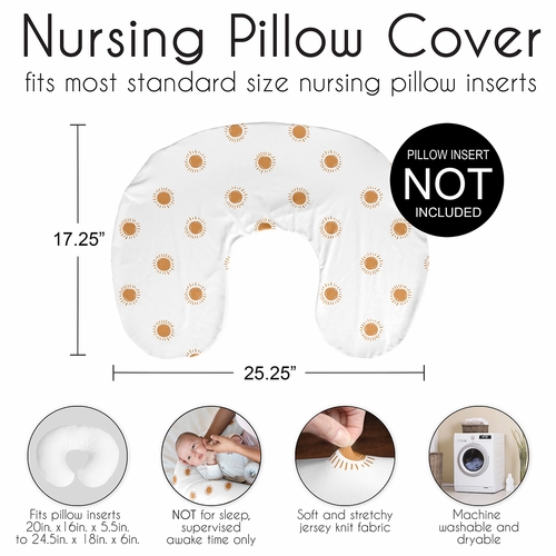 Boho Sun White and Pumpkin Collection Nursing Breastfeeding Pillow Cover - alt image 5
