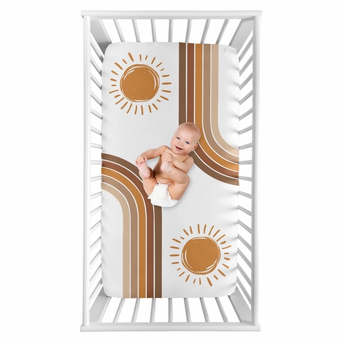 Boho Sun White and Pumpkin Collection Photo Op Crib Sheet
