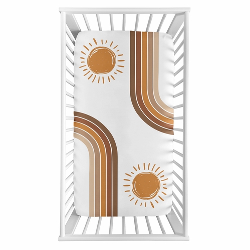 Boho Sun White and Pumpkin Collection Photo Op Crib Sheet - alt image 1