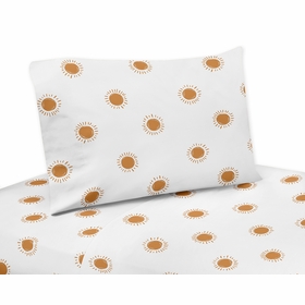 Boho Sun White and Pumpkin Collection Queen Sheet Set