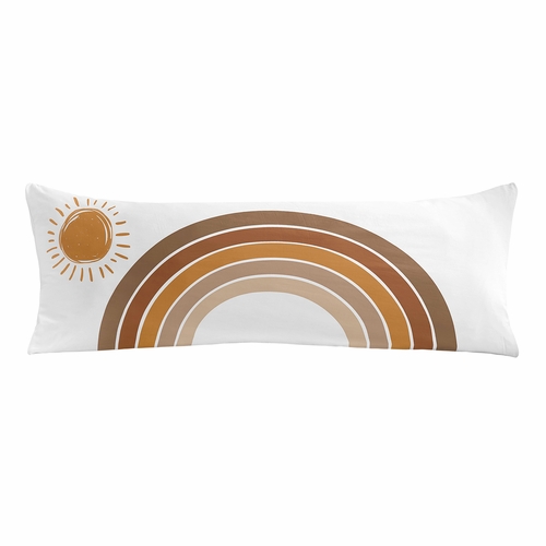 Boho Sun White and Pumpkin Collection Retro Rainbow Arches Full Length Body Pillow Cover
