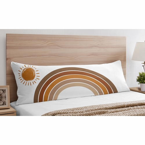 Boho Sun White and Pumpkin Collection Retro Rainbow Arches Full Length Body Pillow Cover - alt image 1