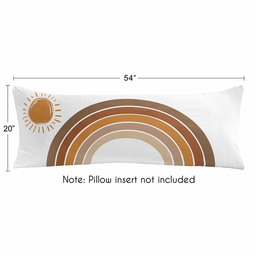 Boho Sun White and Pumpkin Collection Retro Rainbow Arches Full Length Body Pillow Cover - alt image 3