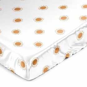 Boho Sun White and Pumpkin Collection Satin Fitted Crib Sheet