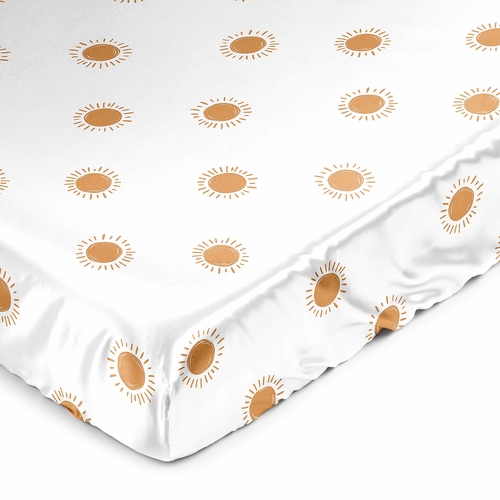 Boho Sun White and Pumpkin Collection Satin Fitted Crib Sheet